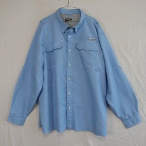 Habit Shirt Mens 2XL XXL Vented Flap Pocket Button Up Blue Gingham Long Sleeve‎